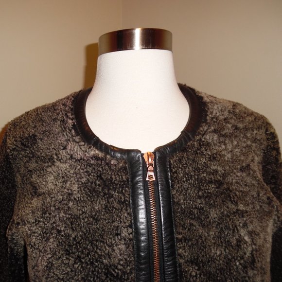 Rag Bone Subi Reversible Sheepskin Shearling Black Winter‎ Leather Sherpa Jacket - Picture 8 of 13